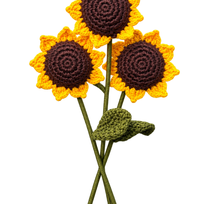 Crochet sunflower 3 pcs